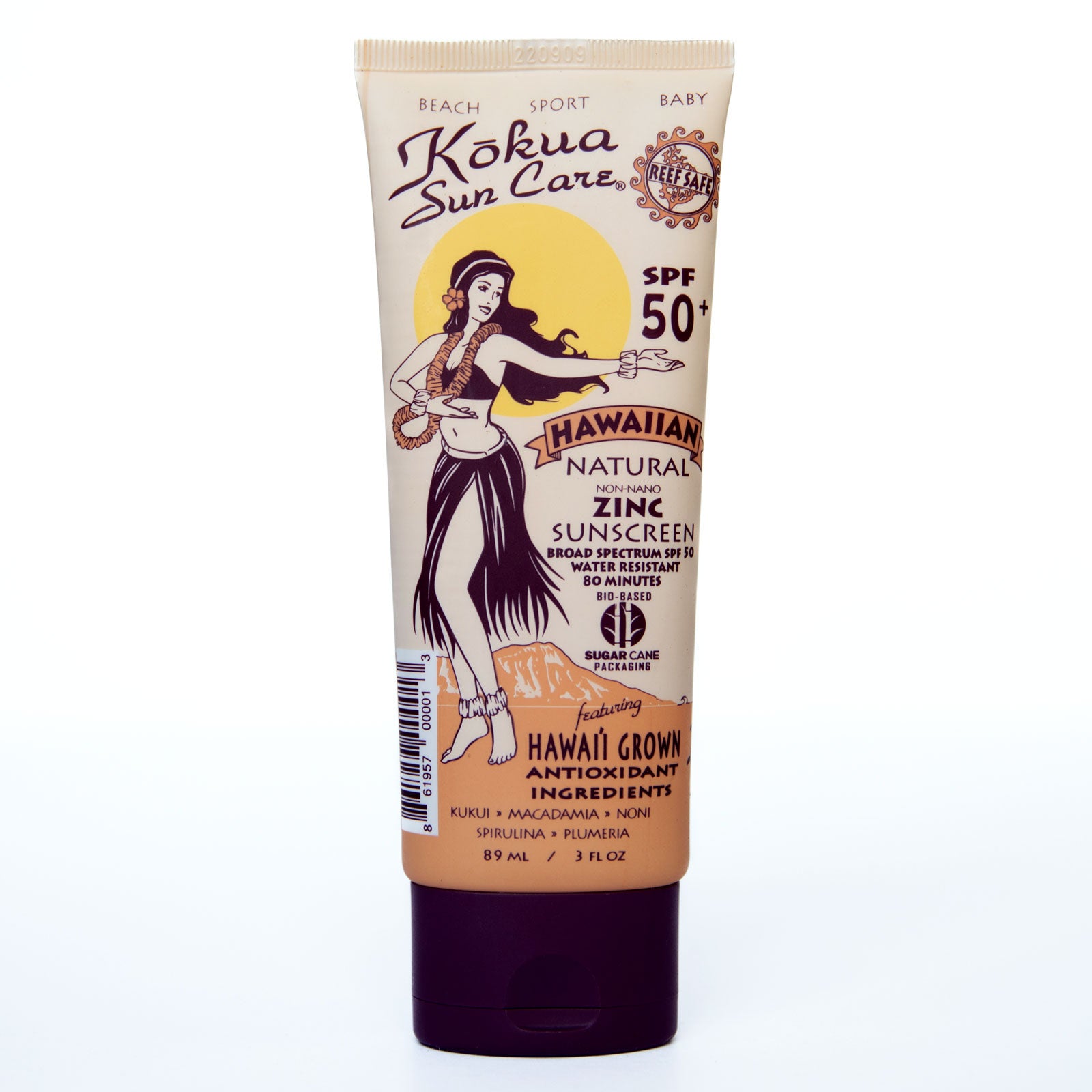 3 oz Hawaiian Natural Zinc Sunscreen SPF 50/80 min water resistance Beach/Sport/Baby