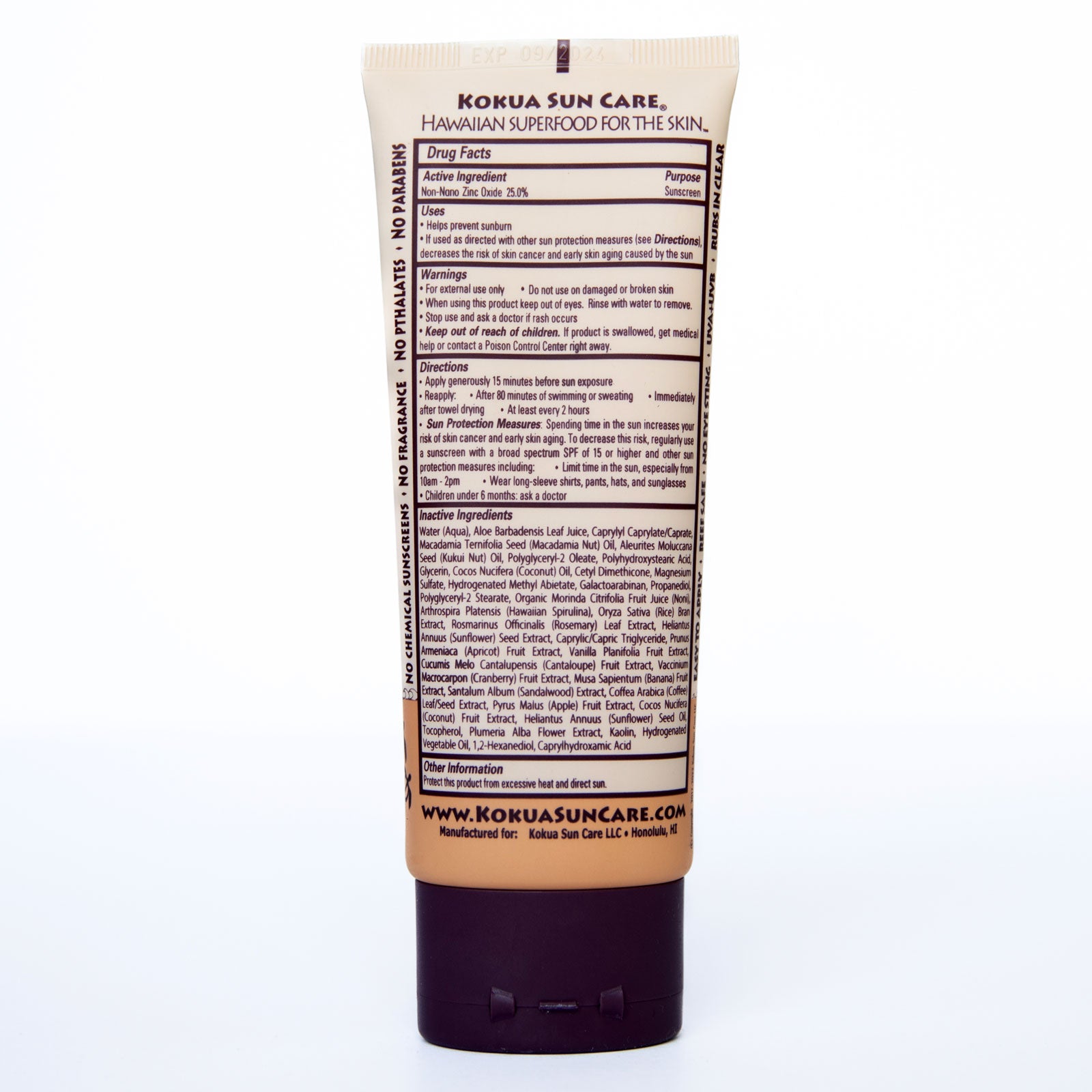 3 oz Hawaiian Natural Zinc Sunscreen SPF 50/80 min water resistance Beach/Sport/Baby