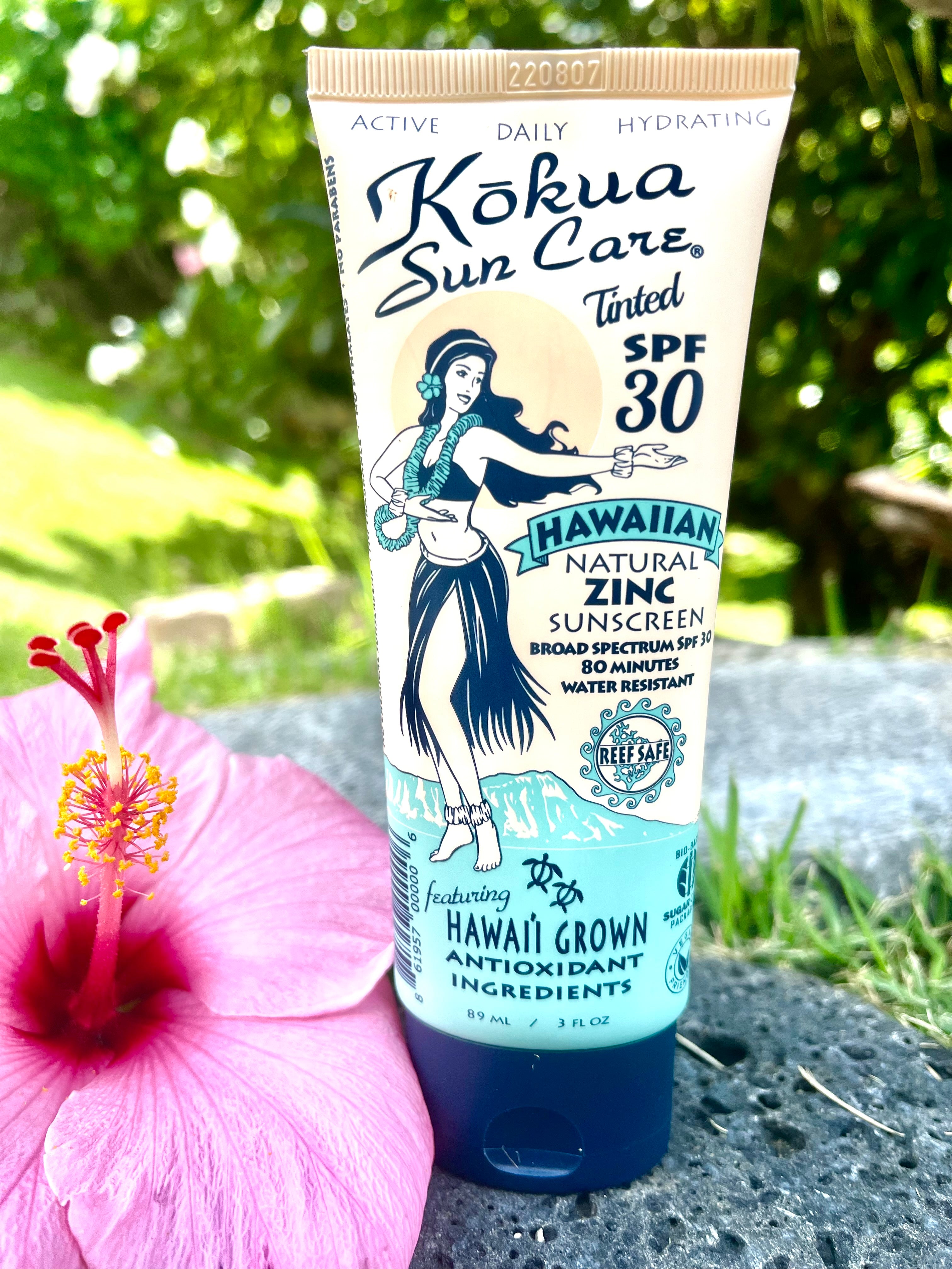 3 oz SPF 30 Tinted Hawaiian Natural Zinc Sunscreen 80 Min Water Resistance Daily/Active/Moisturizing
