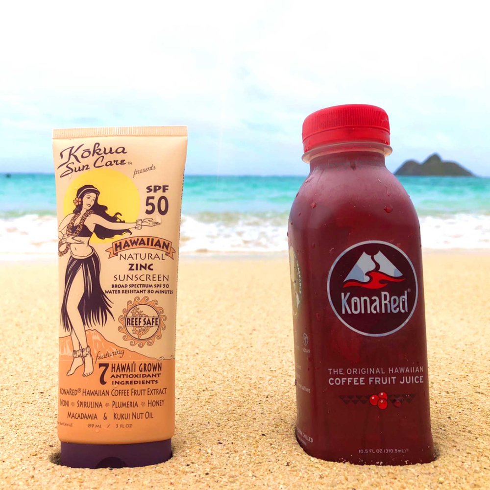 CASCARA AND SUNCARE? KŌKUA SUN CARE HAWAIIAN NATURAL ZINC SUNSCREEN WITH KONARED® HAWAIIAN COFFEE FRUIT EXTRACT