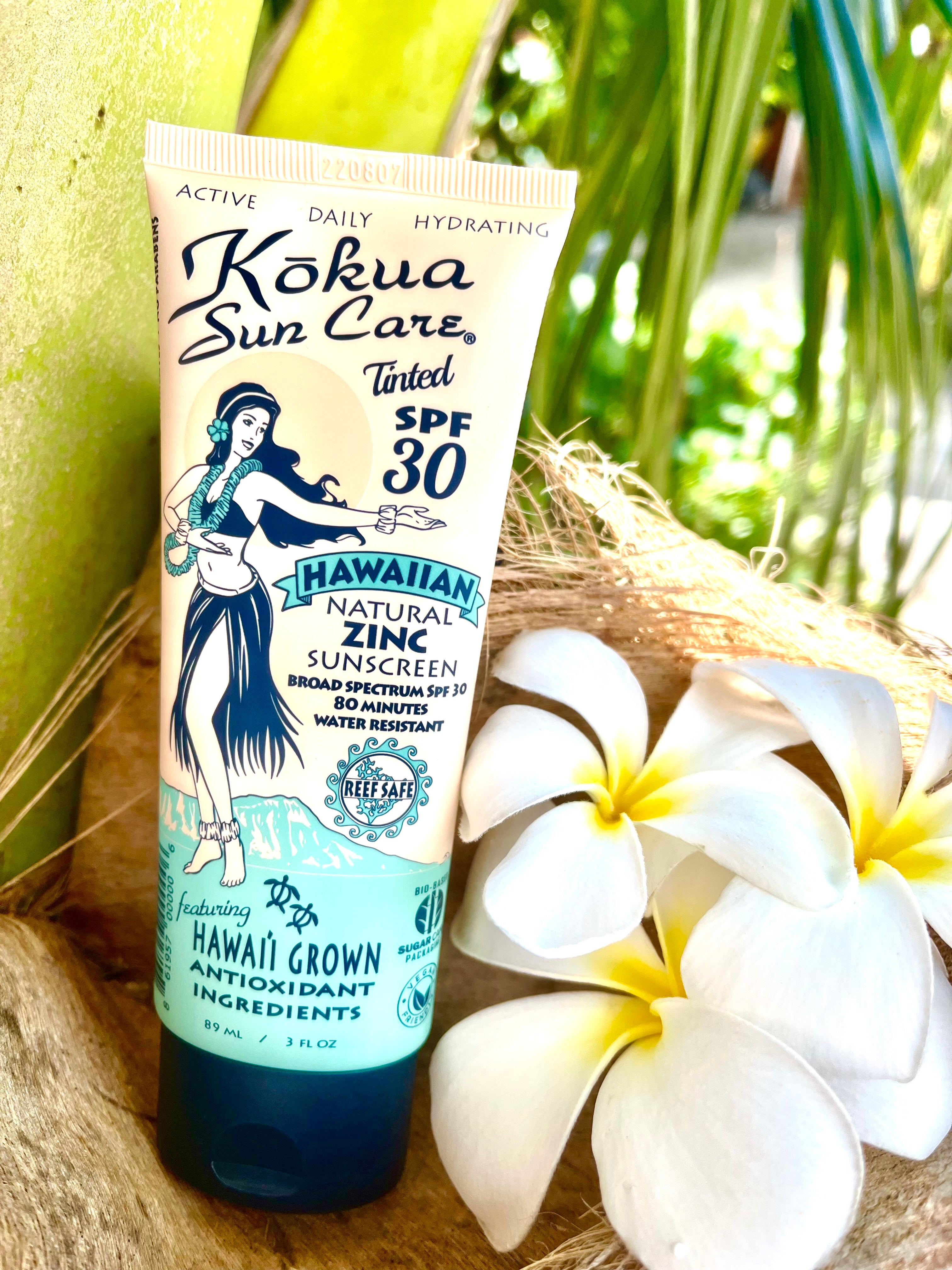 3oz SPF 30 Tinted Hawaiian Natural Zinc Sunscreen 80 Min Water Resistance Daily/Active/Moisturizing