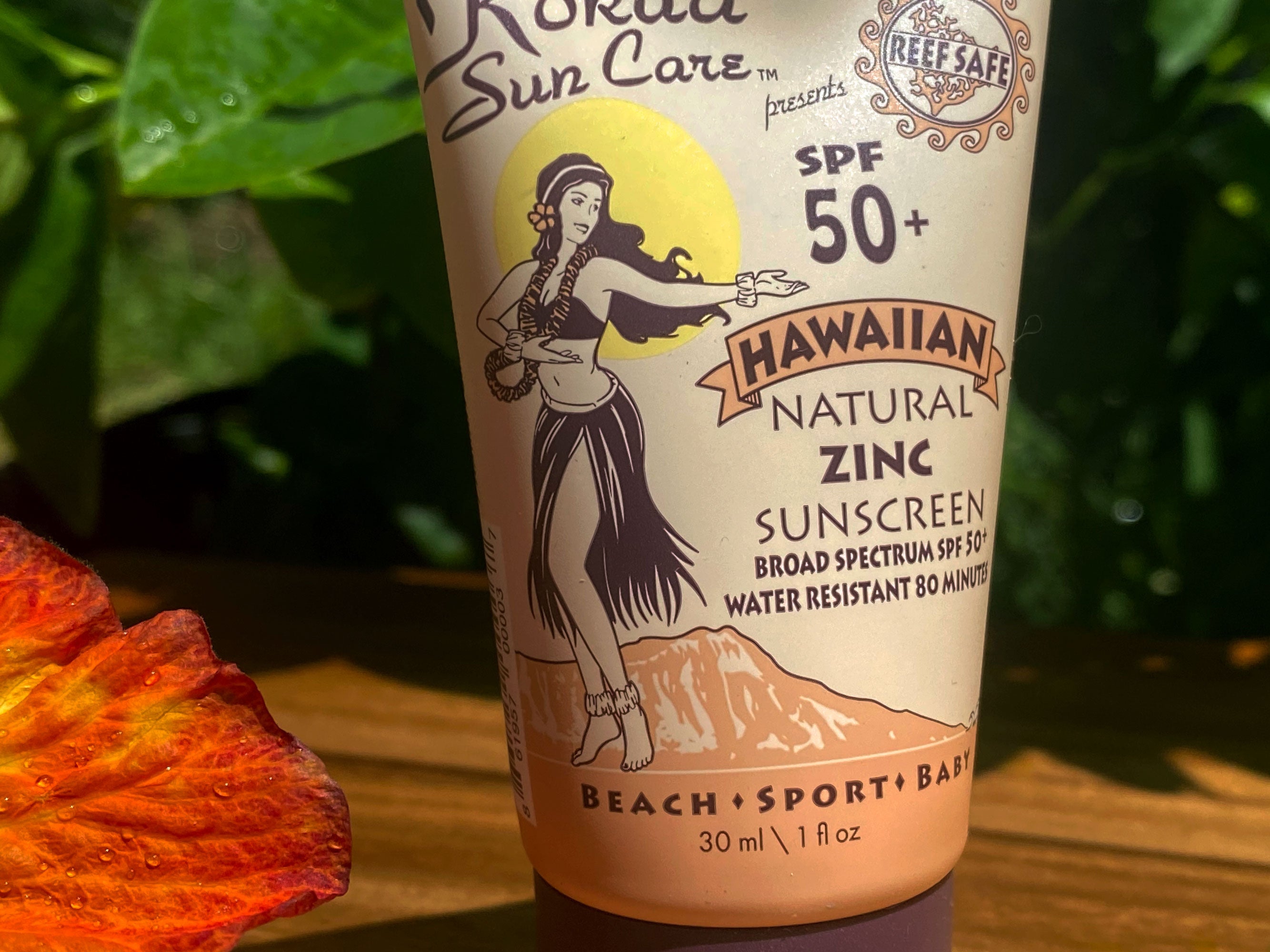 1 oz Hawaiian Natural Zinc Sunscreen SPF 50/80 min water resistance Beach/Sport/Baby